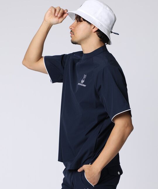 [GOLF]パイピングライン ナイロンショルダージップラグランTシャツ