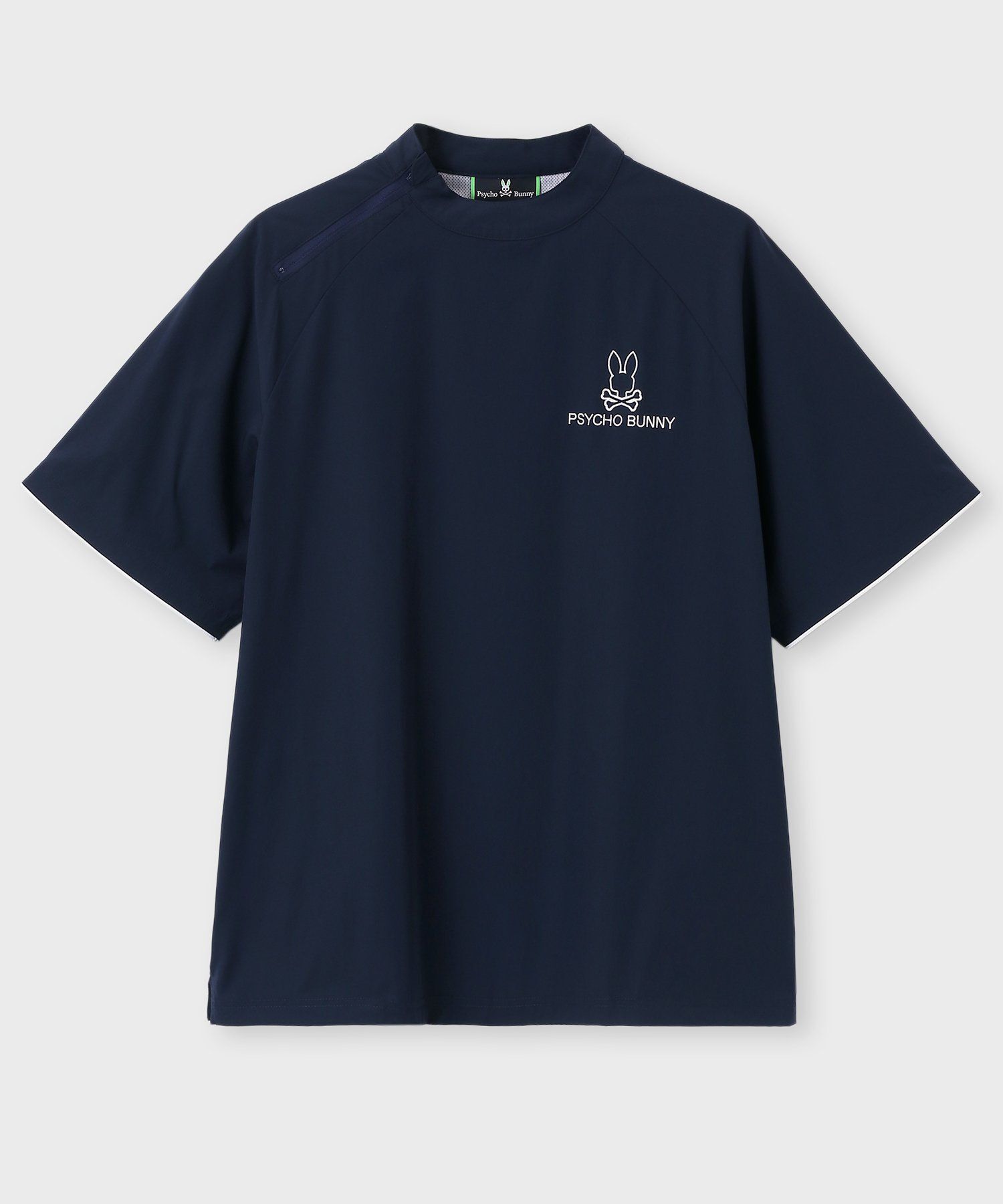 GOLF]パイピングライン ナイロンショルダージップラグランTシャツ