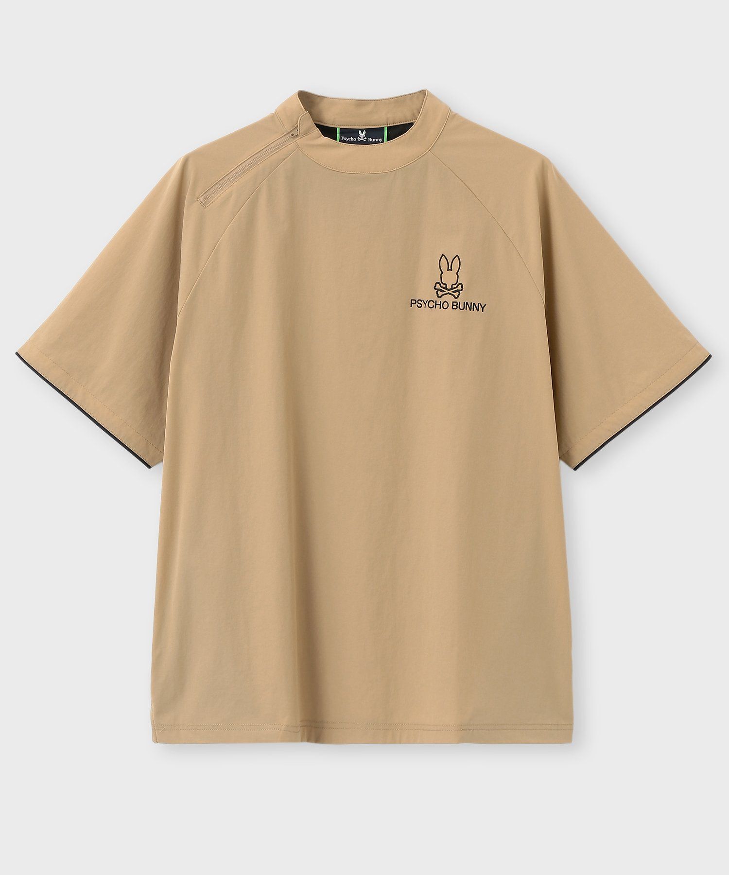 GOLF]パイピングライン ナイロンショルダージップラグランTシャツ