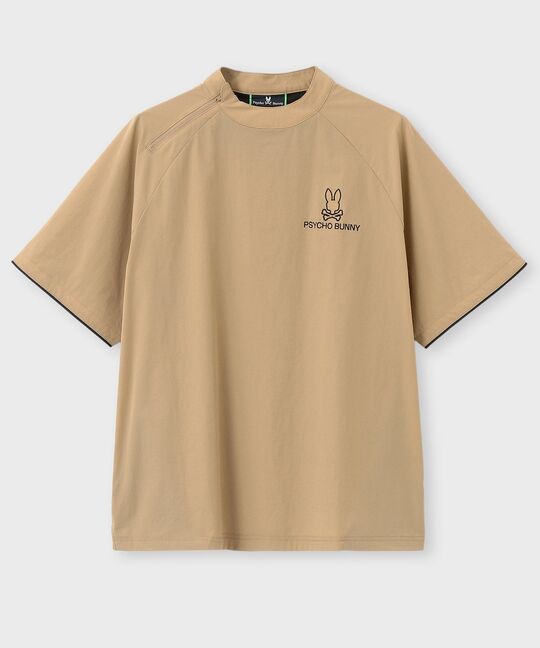 [GOLF]パイピングライン ナイロンショルダージップラグランTシャツ