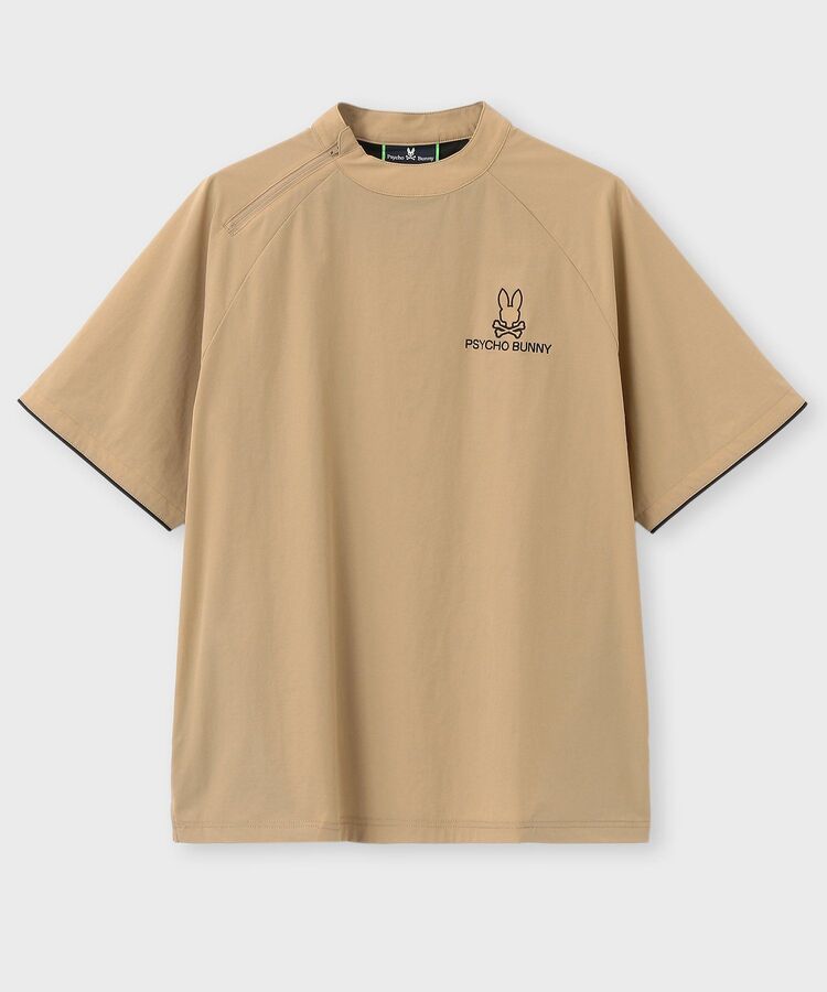 GOLF]パイピングライン ナイロンショルダージップラグランTシャツ