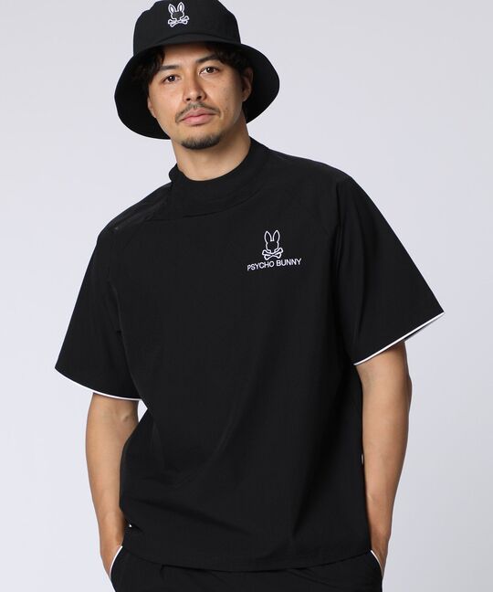 [GOLF]パイピングライン ナイロンショルダージップラグランTシャツ