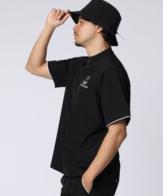 [GOLF]パイピングライン ナイロンショルダージップラグランTシャツ