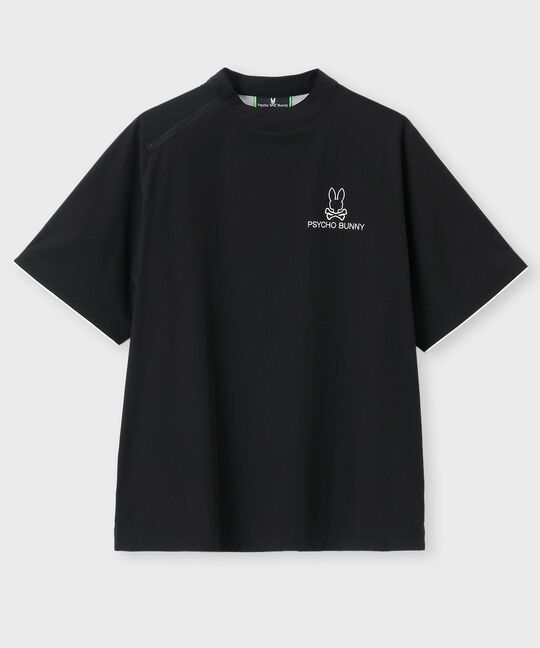 [GOLF]パイピングライン ナイロンショルダージップラグランTシャツ