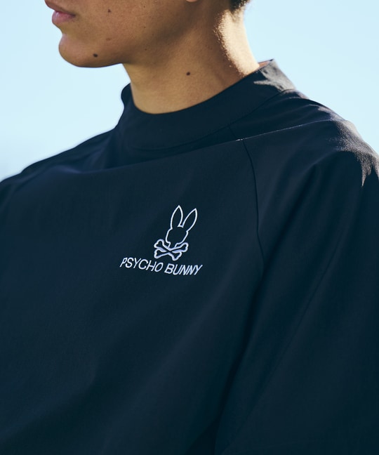 [GOLF]パイピングライン ナイロンショルダージップラグランTシャツ