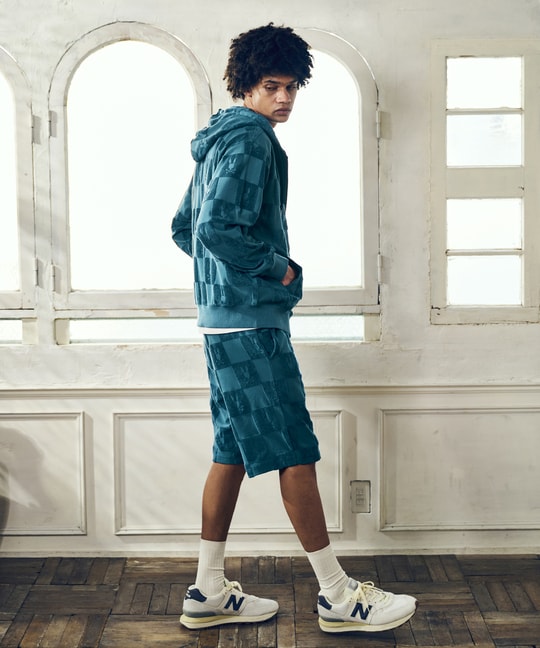 パイルジャカード チェック柄 ショートパンツ