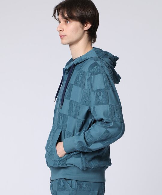 パイルジャカード チェック柄 ジップアップパーカー