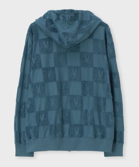 パイルジャカード チェック柄 ジップアップパーカー