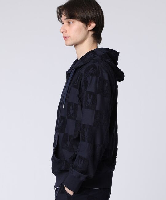 パイルジャカード チェック柄 ジップアップパーカー