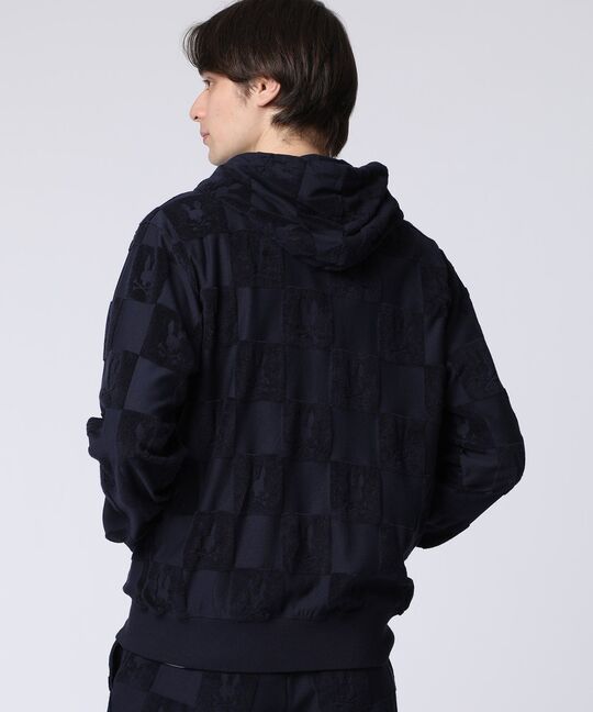 パイルジャカード チェック柄 ジップアップパーカー