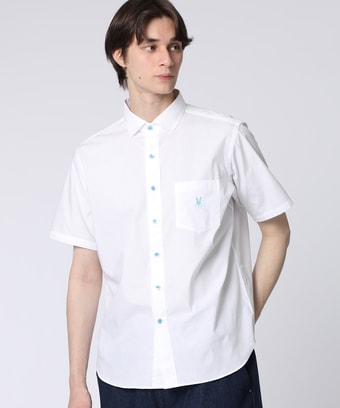 マルチカラーボタン 　ブロードシャツ