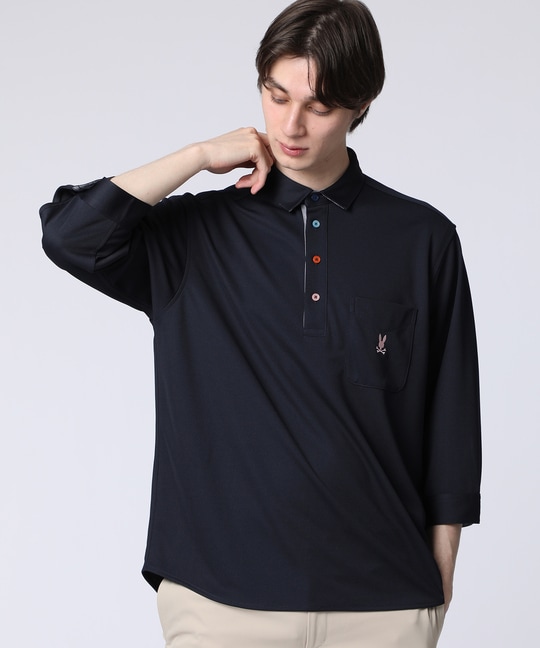 吸水速乾 ベア鹿の子 7分袖ポロシャツ