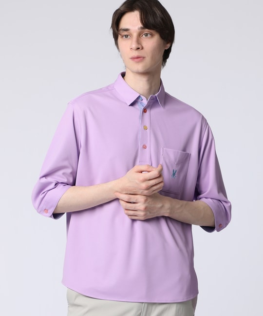 吸水速乾 ベア鹿の子 7分袖ポロシャツ