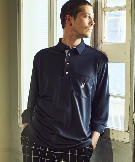 吸水速乾 ベア鹿の子 7分袖ポロシャツ