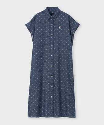 [WOMEN]ドットフレンチスリーブシャツワンピース