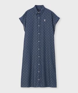 [WOMEN]ドットフレンチスリーブシャツワンピース