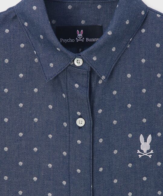 [WOMEN]ドットフレンチスリーブシャツワンピース