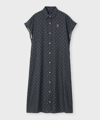 [WOMEN]ドットフレンチスリーブシャツワンピース