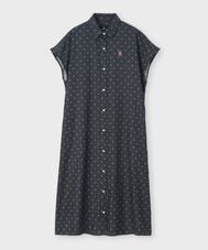 [WOMEN]ドットフレンチスリーブシャツワンピース