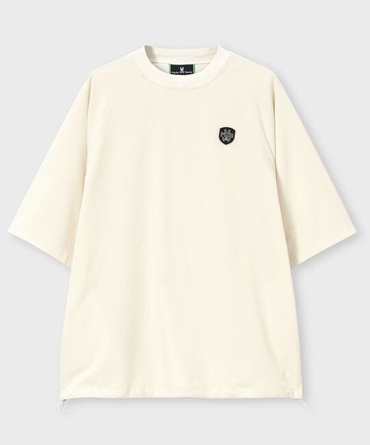 [WEB限定]3Dラバーエンブレム リラックスフィット7分丈モックネックTシャツ