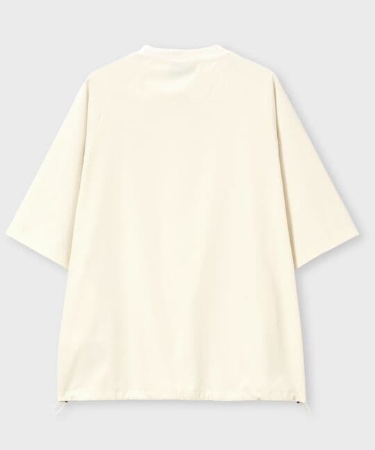 [WEB限定]3Dラバーエンブレム リラックスフィット7分丈モックネックTシャツ