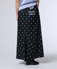 [WOMEN]ポケットバニー ドットストレッチフレアスカート