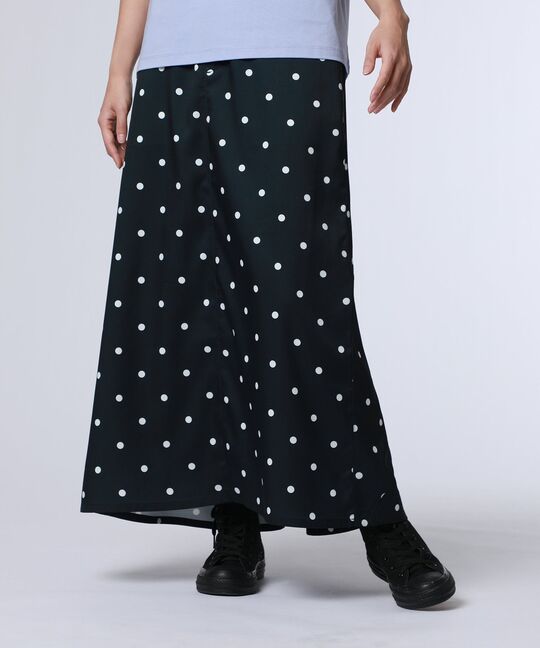 [WOMEN]ポケットバニー ドットストレッチフレアスカート