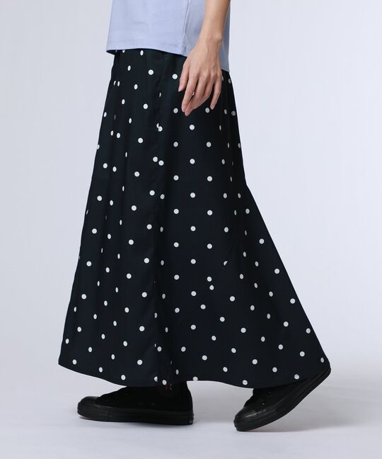 [WOMEN]ポケットバニー ドットストレッチフレアスカート