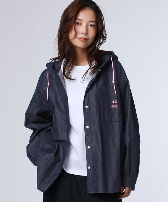 [WOMEN]BUNNY デニムフードシャツ