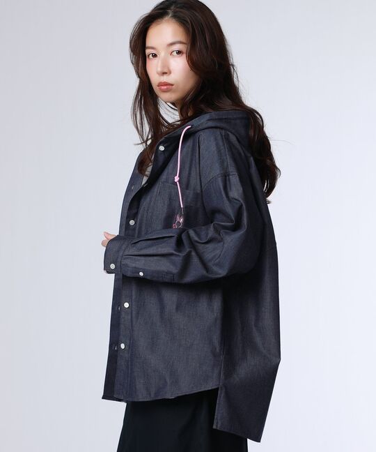 [WOMEN]BUNNY デニムフードシャツ