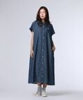 [WOMEN]ドットフレンチスリーブシャツワンピース