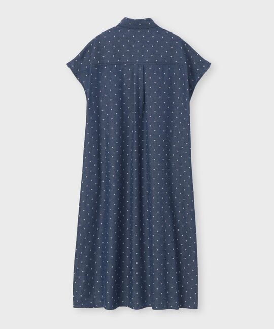 [WOMEN]ドットフレンチスリーブシャツワンピース