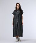 [WOMEN]ドットフレンチスリーブシャツワンピース