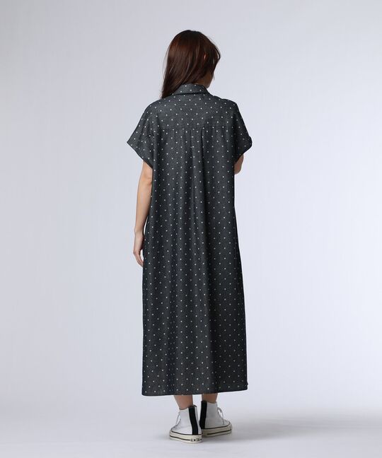 [WOMEN]ドットフレンチスリーブシャツワンピース