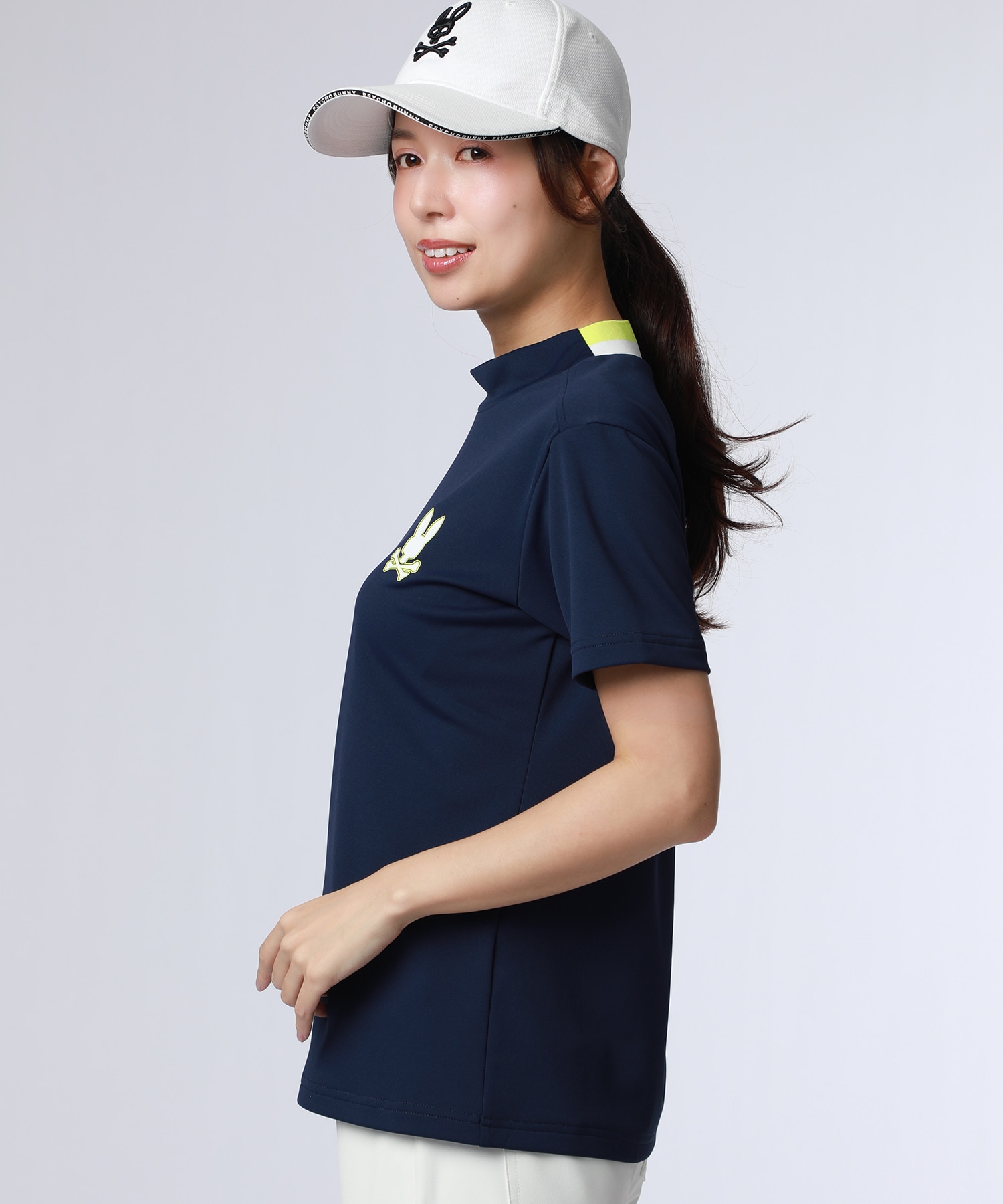 GOLF][WOMEN]コントラストシグネチャーロゴ モックネックTシャツ