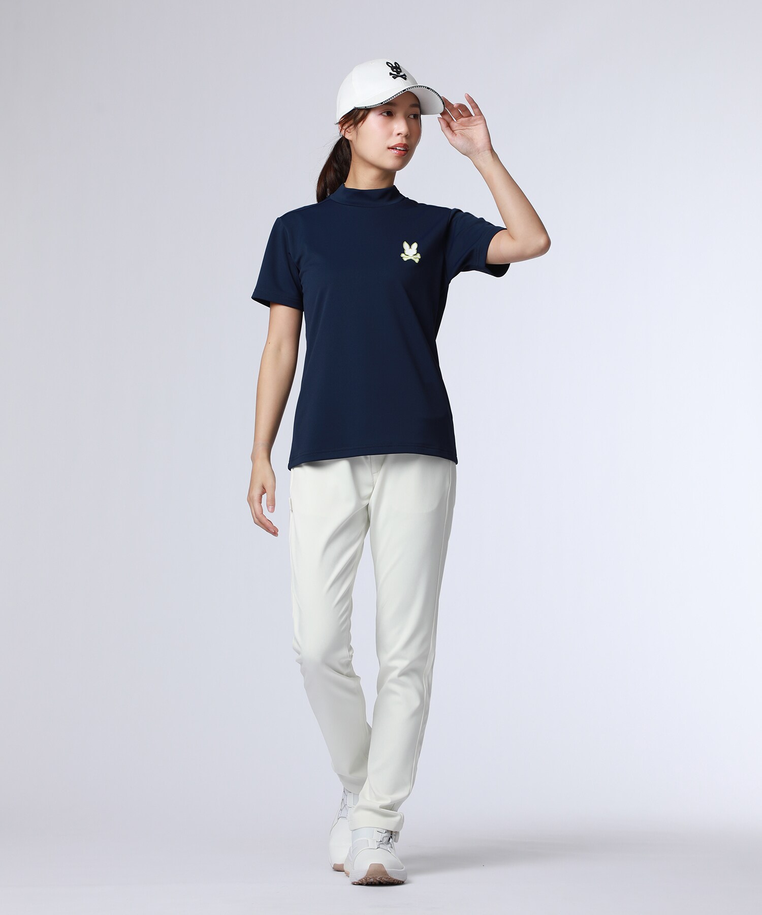 GOLF][WOMEN]コントラストシグネチャーロゴ モックネックTシャツ