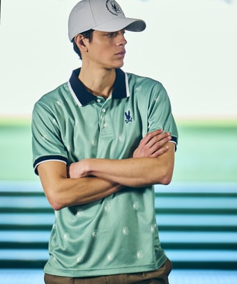 [GOLF]カレッジモノグラムプリント 　ポロシャツ