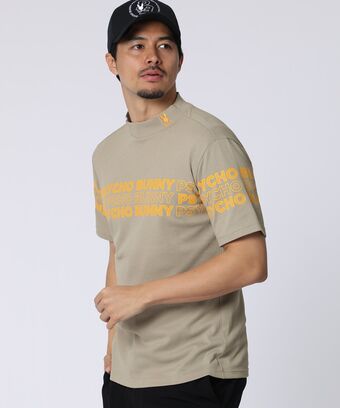 [GOLF]ロゴパネルプリント ハニカム半袖モックネックシャツ