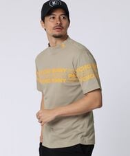 [GOLF]ロゴパネルプリント ハニカム半袖モックネックシャツ