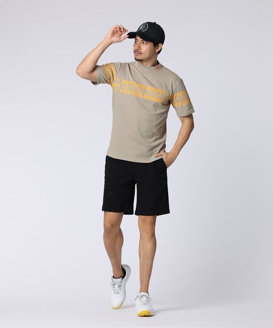 [GOLF]ロゴパネルプリント ハニカム半袖モックネックシャツ