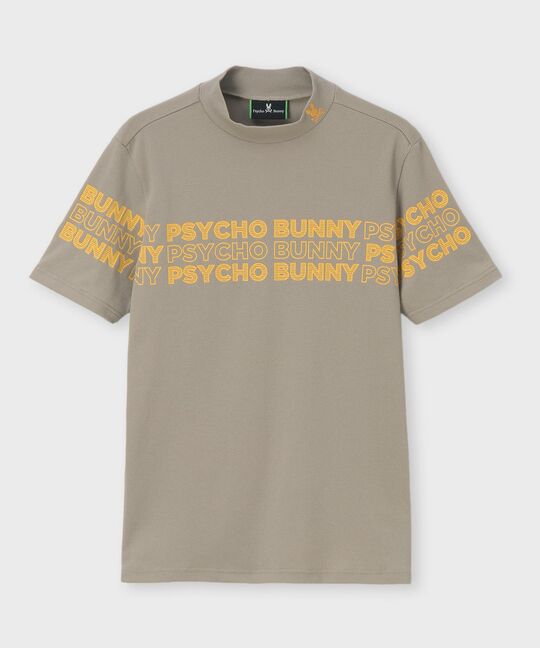 [GOLF]ロゴパネルプリント ハニカム半袖モックネックシャツ