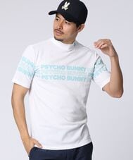 [GOLF]ロゴパネルプリント ハニカム半袖モックネックシャツ