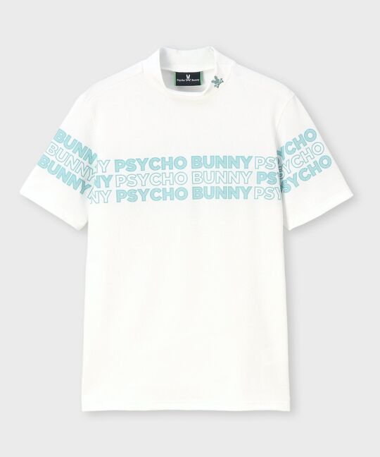 [GOLF]ロゴパネルプリント ハニカム半袖モックネックシャツ