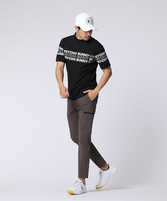 [GOLF]ロゴパネルプリント ハニカム半袖モックネックシャツ