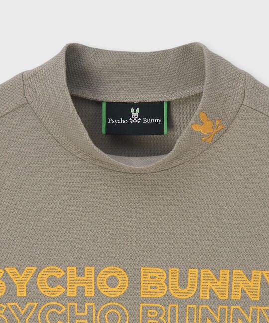 [GOLF]ロゴパネルプリント ハニカム半袖モックネックシャツ