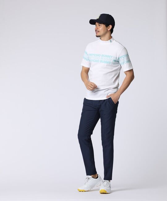 [GOLF]ロゴパネルプリント ハニカム半袖モックネックシャツ