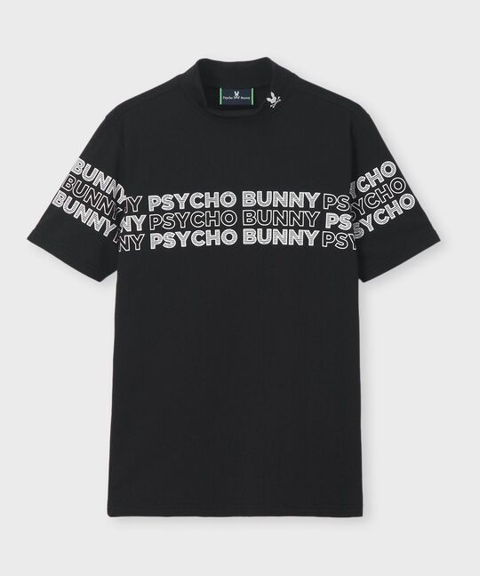 [GOLF]ロゴパネルプリント ハニカム半袖モックネックシャツ