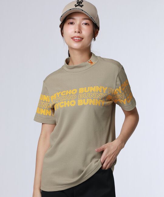 [GOLF][WOMEN]ロゴパネルプリント ハニカム半袖モックネックシャツ