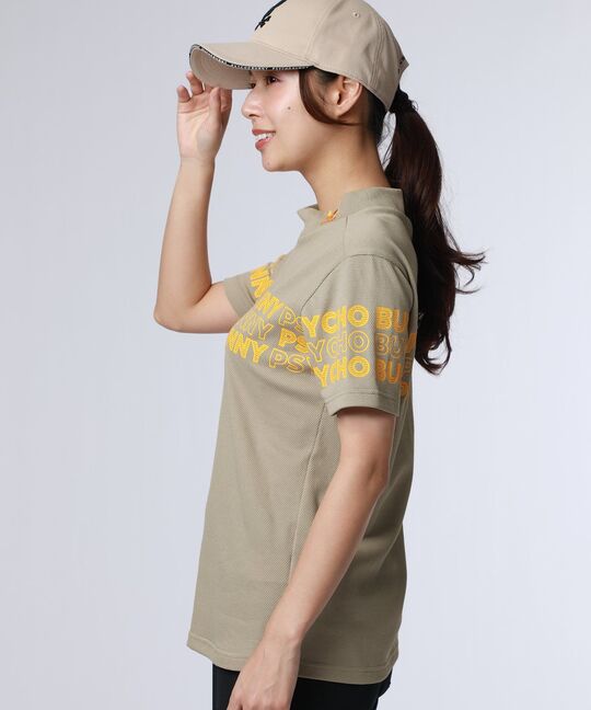 [GOLF][WOMEN]ロゴパネルプリント ハニカム半袖モックネックシャツ