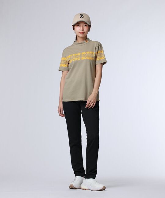 [GOLF][WOMEN]ロゴパネルプリント ハニカム半袖モックネックシャツ